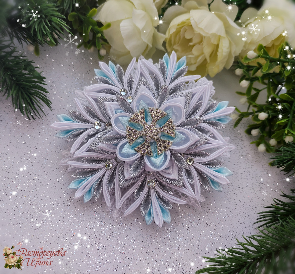 Снежинка канзаши!❄️❄️❄️